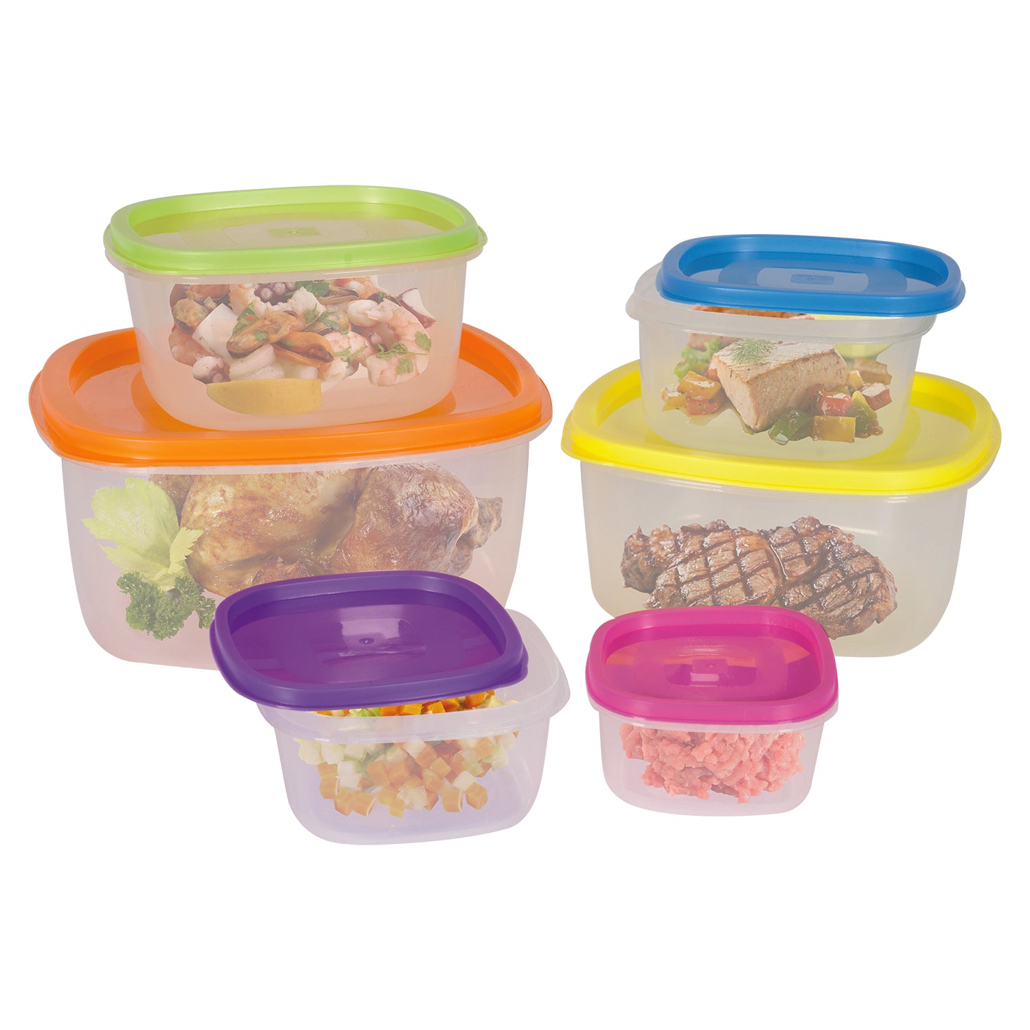 GUSTO CASA - Contenitori Ermetici Salvaspazio in polipropilene Food Organizer - set 6 pezzi